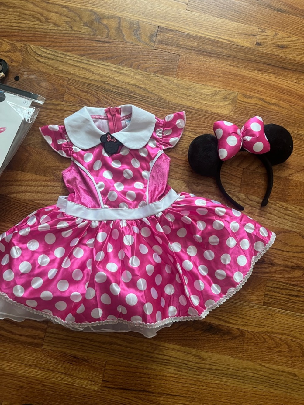 Pink Polka Dot Minnie-Style Kids Costume Dress with Headband